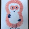 Roki, lief monstertje, letterpress postkaart